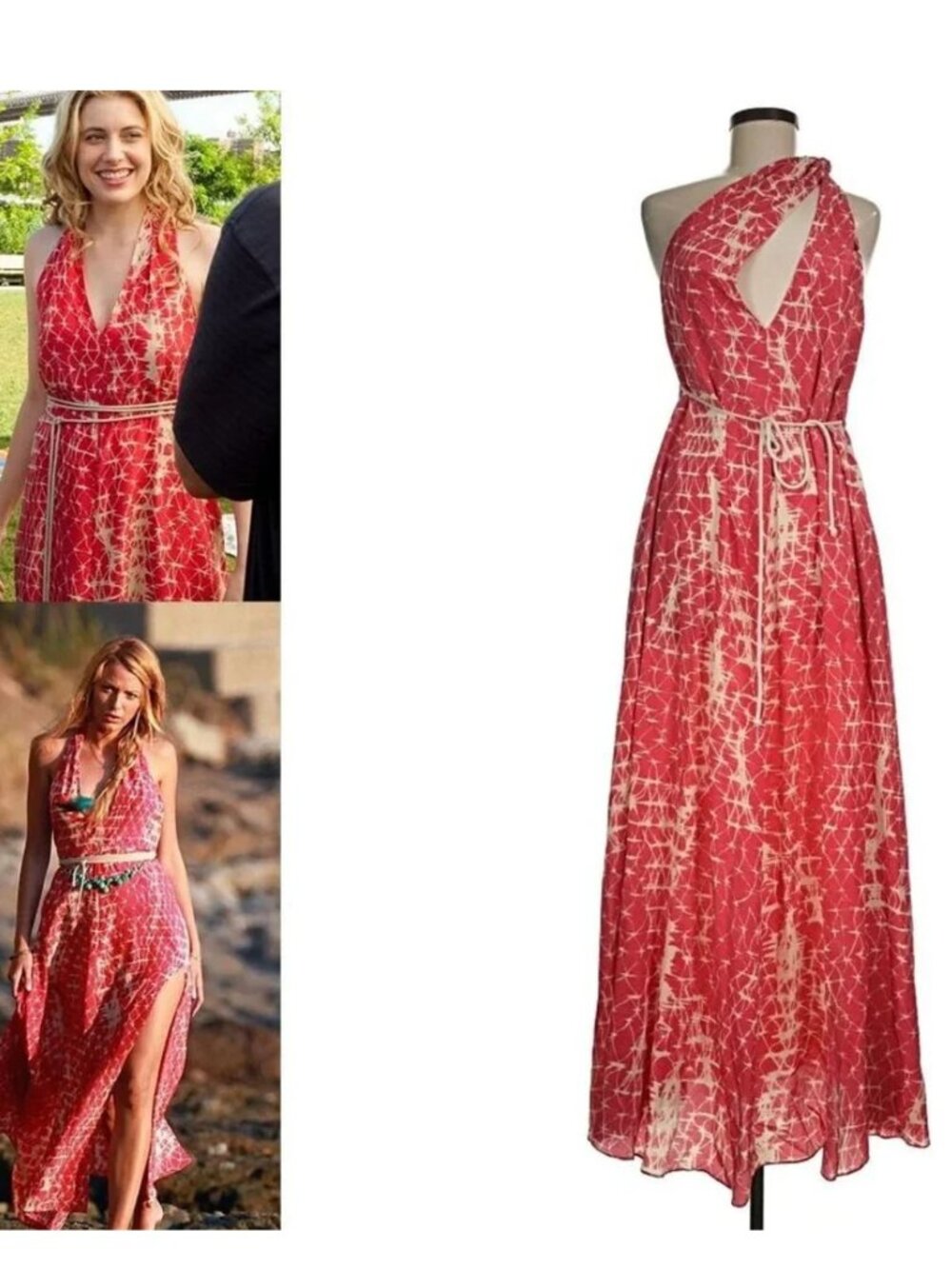 ASO BLAKE LIVELY GRETA GERWIG Silk Halter Dress LUXURY BOHEMIAN EUC RARE
